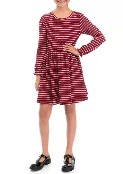 Girls 7-16 Stripe Knit Skater Dress