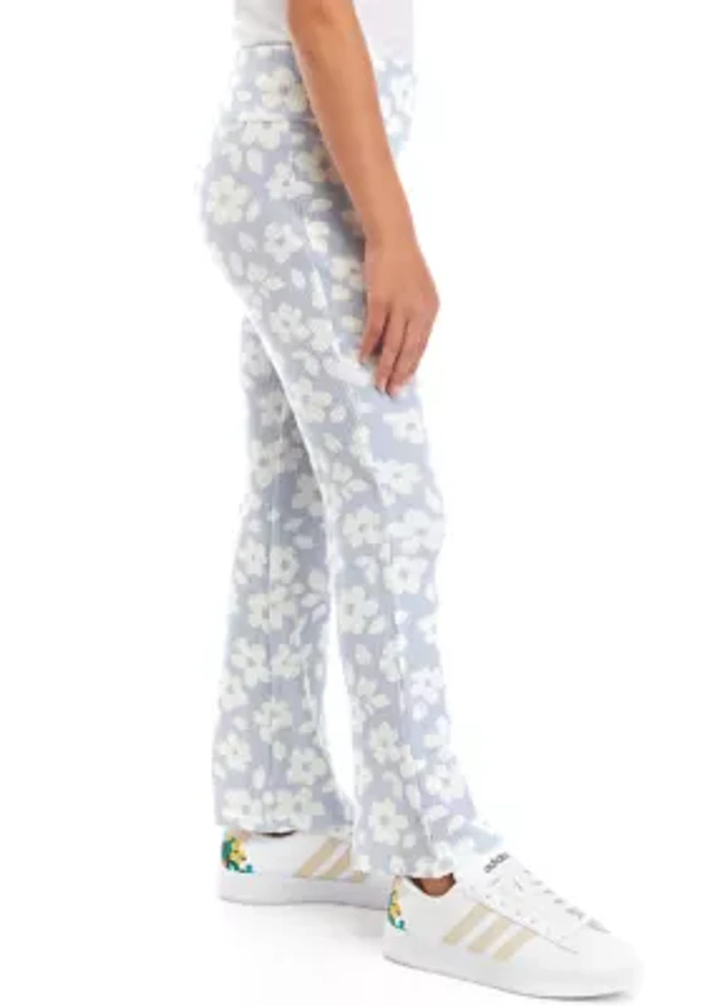 Girls 7-16 Pull On Printed Ribbed Flare Pants
