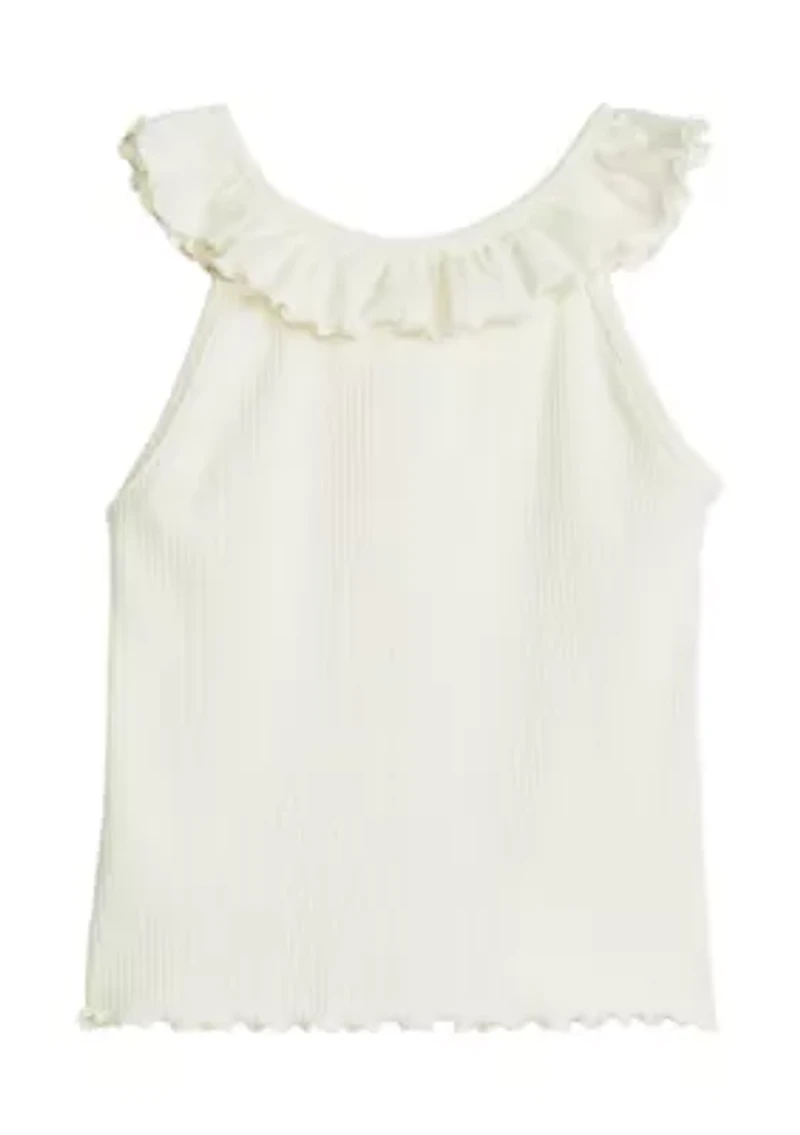 Girls 4-6x Ruffle Ribbed Top