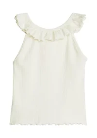 Girls 4-6x Ruffle Ribbed Top