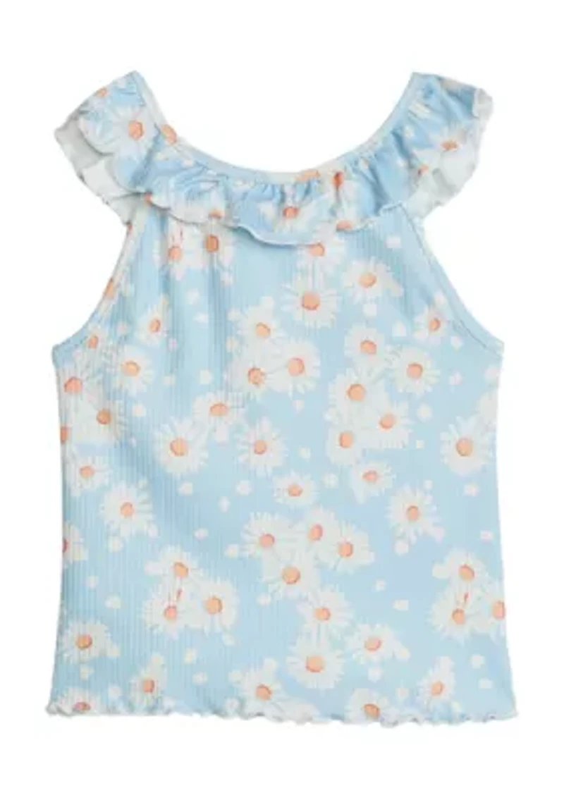 Girls 4-6x Rib Top with Ruffles