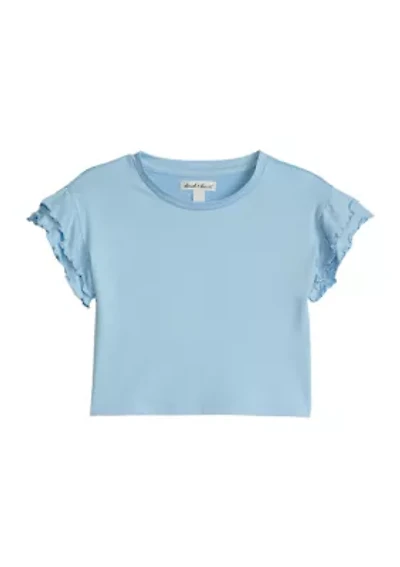 Girls 4-6x Short Ruffle Sleeve T-Shirt