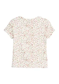 Girls 4-6x Short Sleeve Ribbed Twist Front T-Shirt