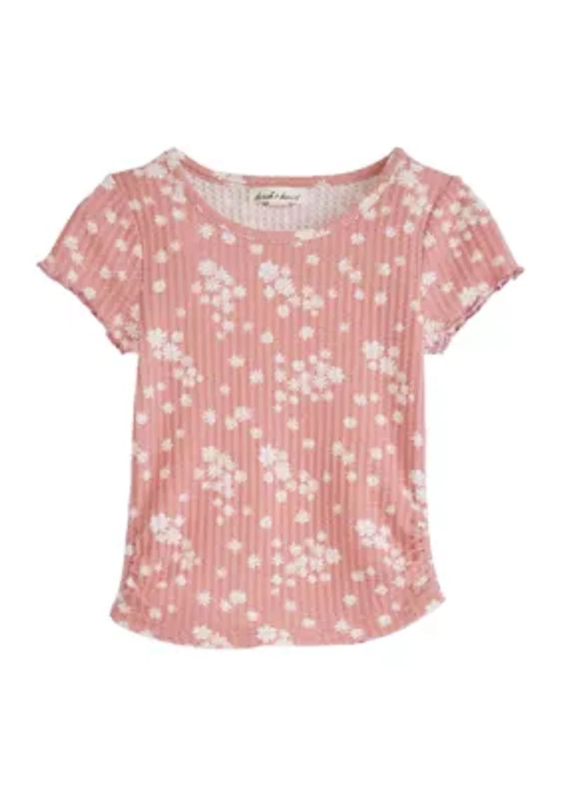 Girls 4-6x Short Sleeve Waffle T-Shirt