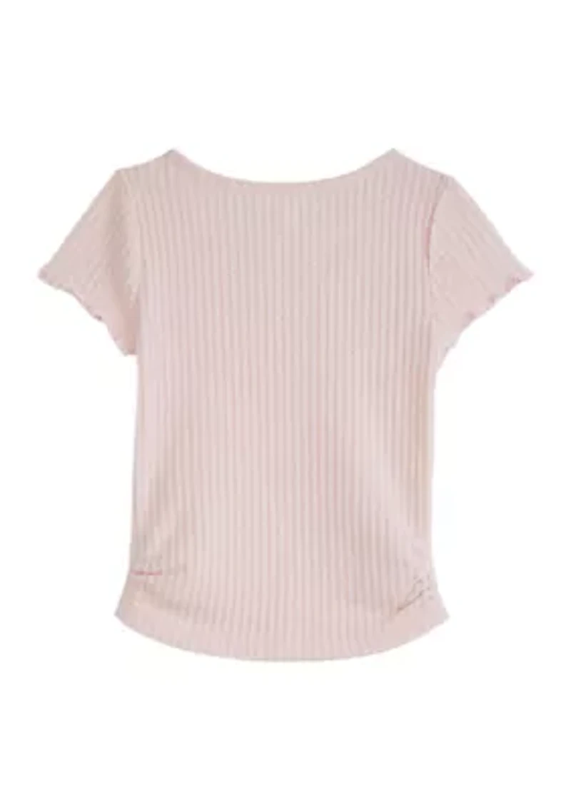 Girls 4-6x Short Sleeve Waffle T-Shirt