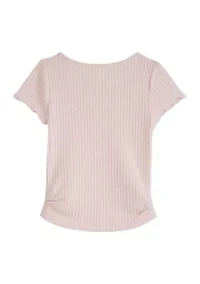 Girls 4-6x Short Sleeve Waffle T-Shirt