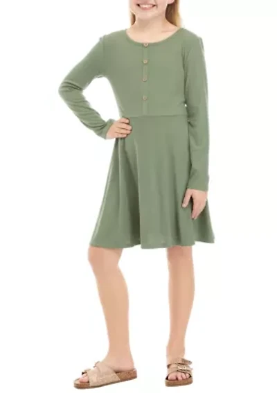Girls 7-16 Ribbed Skater Dress