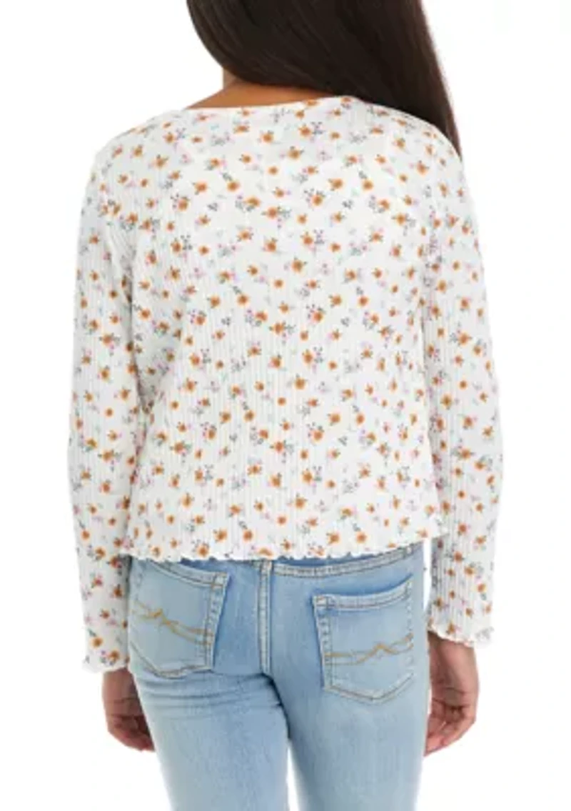 Girls 7-16 Ribbed Cardigan Cami Set