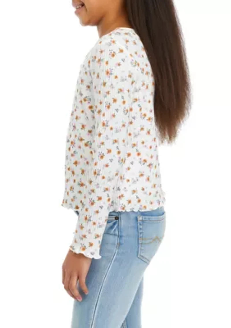 Girls 7-16 Ribbed Cardigan Cami Set