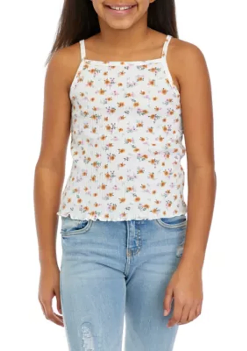Girls 7-16 Ribbed Cardigan Cami Set