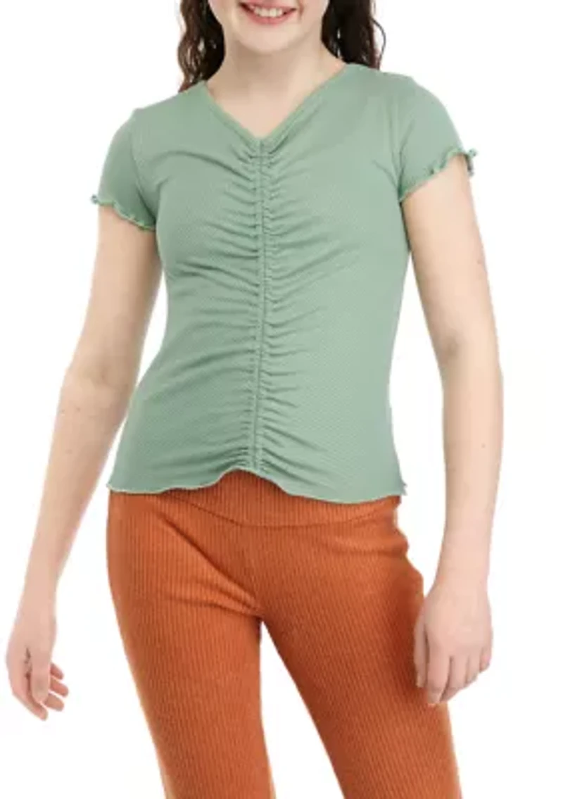 Girls 7-16 Ruched Ribbed Knit Top