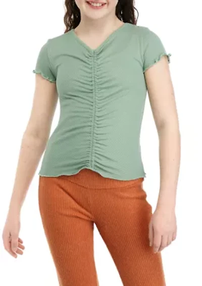 Girls 7-16 Ruched Ribbed Knit Top