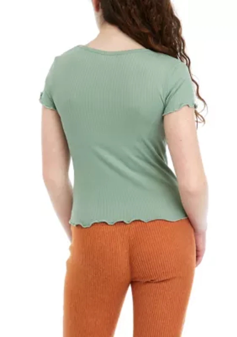 Girls 7-16 Ruched Ribbed Knit Top