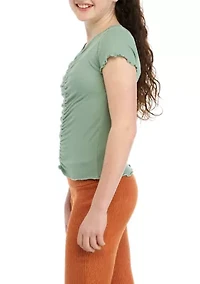 Girls 7-16 Ruched Ribbed Knit Top