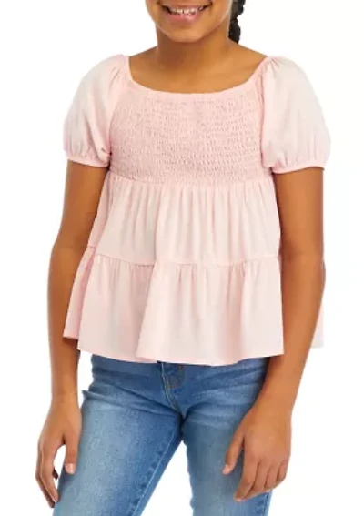 Girls 7-16 Smocked Peasant Top
