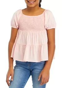 Girls 7-16 Smocked Peasant Top