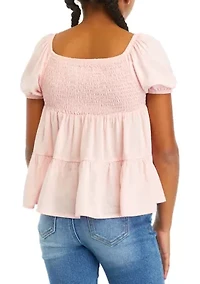 Girls 7-16 Smocked Peasant Top