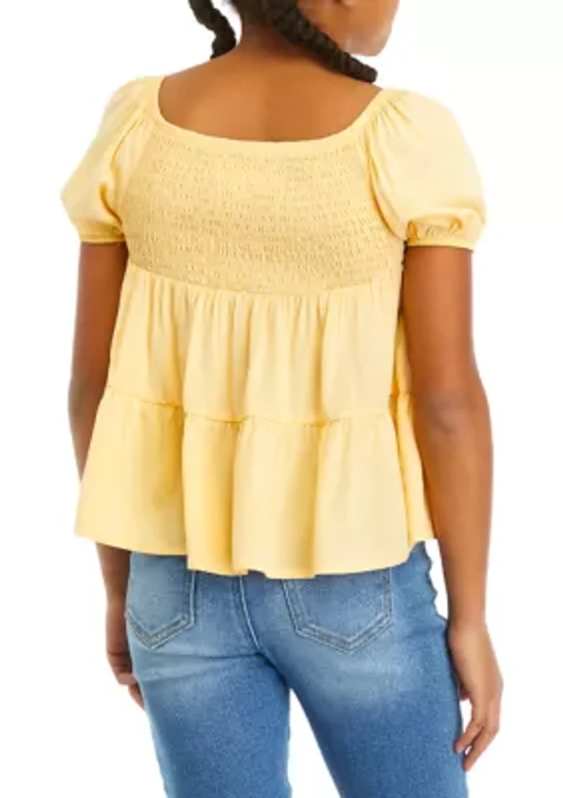 Girls 7-16 Smocked Peasant Top
