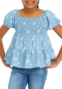 Girls 7-16 Smocked Peasant Top