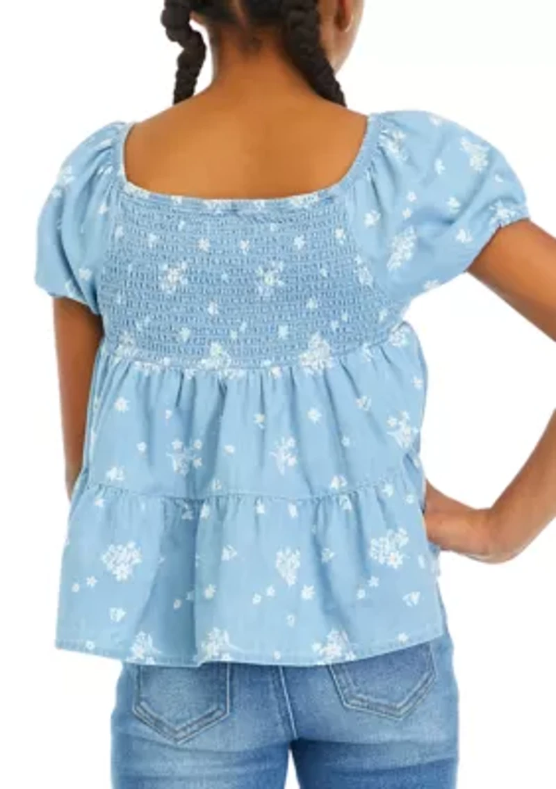 Girls 7-16 Smocked Peasant Top