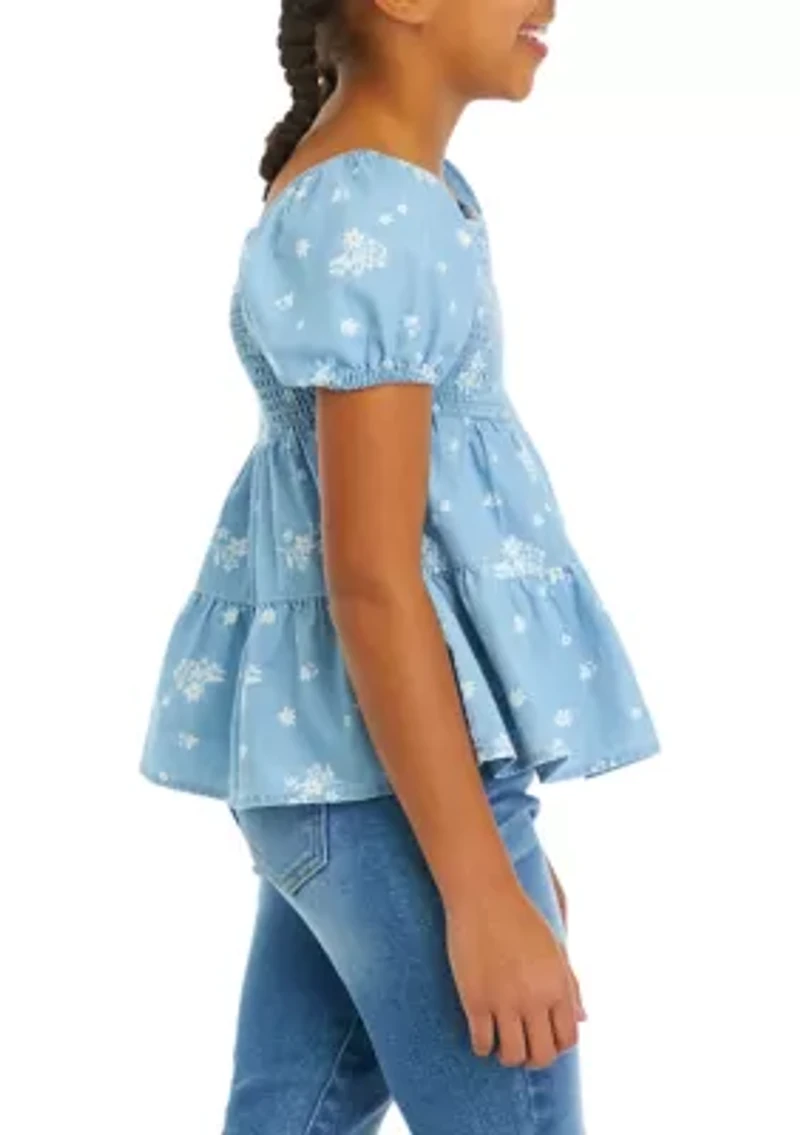 Girls 7-16 Smocked Peasant Top