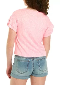 Girls 7-16 Ruffle Sleeve T-Shirt