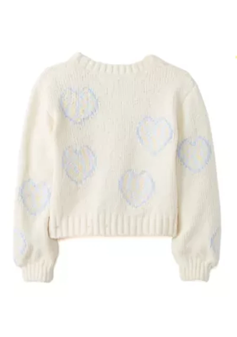 Girls 4-6x Ombré Flowers Crew Neck Sweater