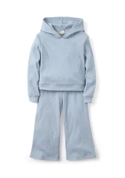 Girls 4-6x Ribbed Knit Hooded Top and Pants Set