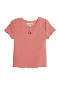 Girls 4-6x Front Cutout Ribbed Knit Top