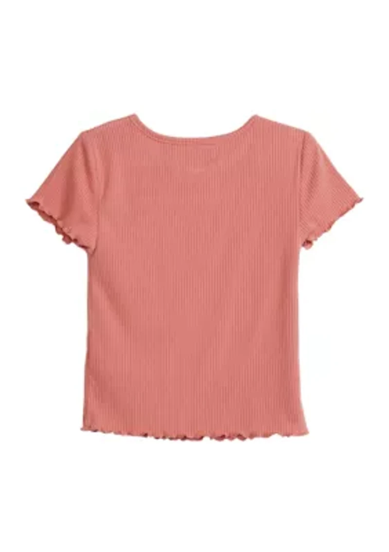 Girls 4-6x Front Cutout Ribbed Knit Top