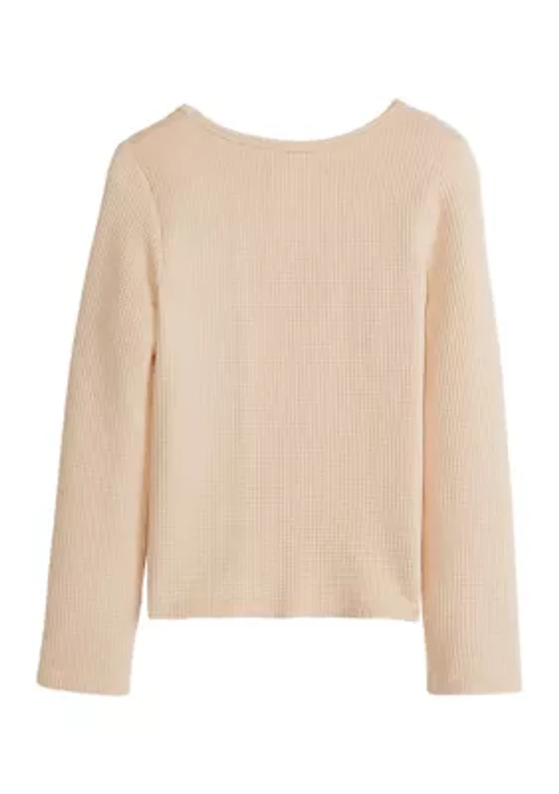 Girls 4-6x Seamless Waffle Knit Top