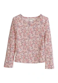Girls 4-6x Floral Waffle Knit T-Shirt