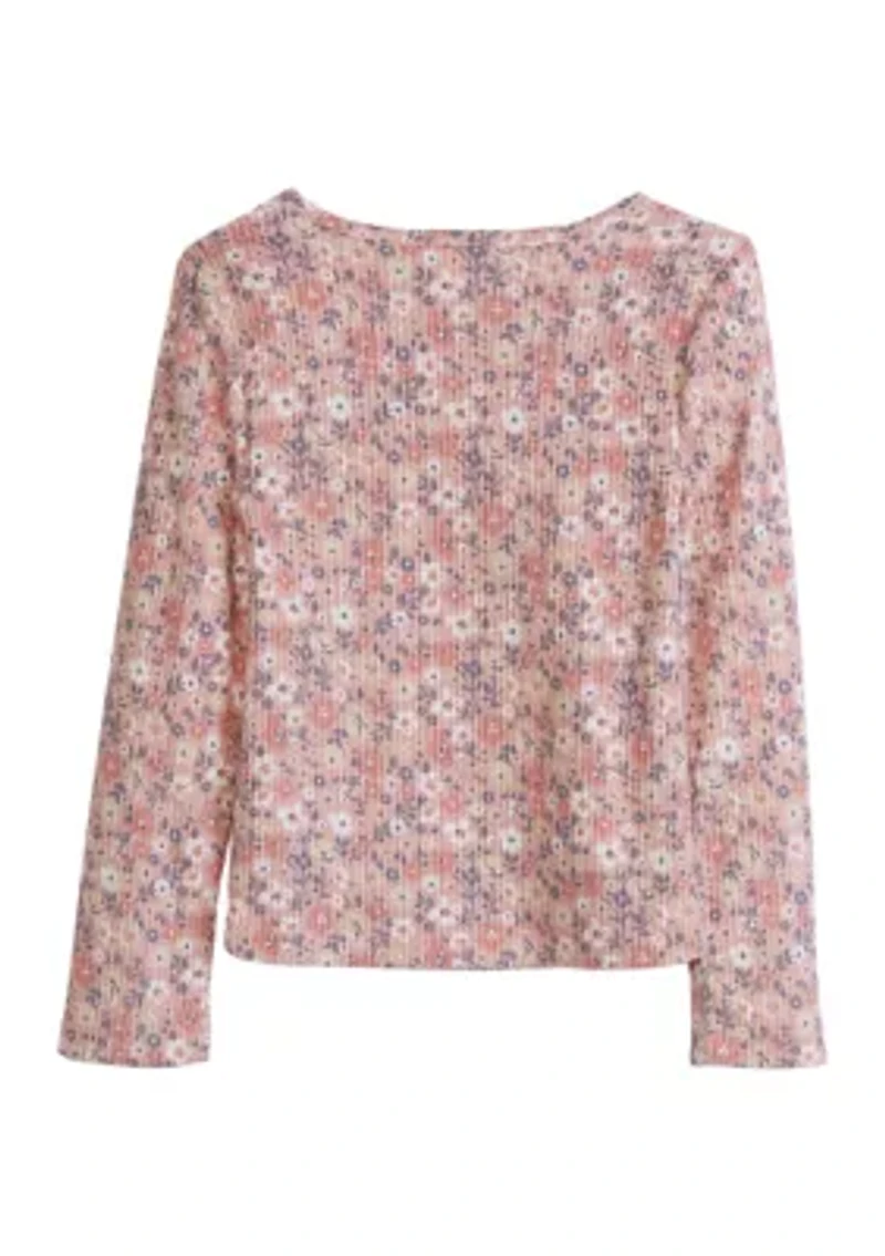 Girls 4-6x Floral Waffle Knit T-Shirt