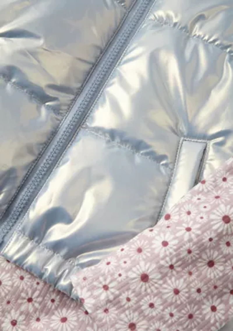 Girls 4-6x Solid Vest with Long Sleeve Printed T-Shirt