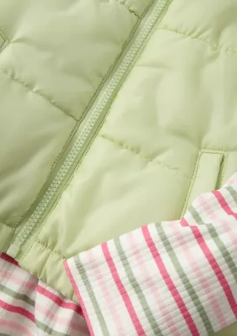 Girls 4-6x Solid Vest with Long Sleeve Printed Top