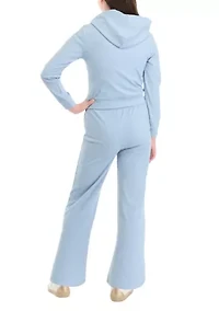 Girls 7-16 Ribbed Knit Hooded T-Shirt and Pants Set