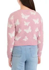Girls 7-16 Butterfly Printed Sweater