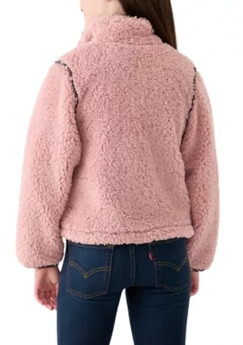 Girls 7-16 Sherpa Jacket with Printed Pockets