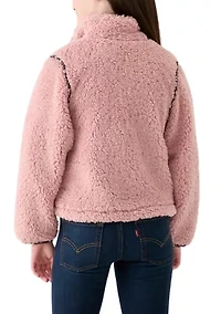 Girls 7-16 Sherpa Jacket with Printed Pockets