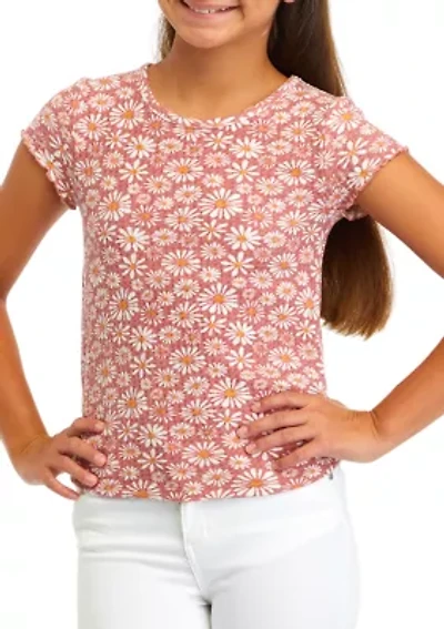 Girls 7-16 Brushed Waffle Short Sleeve Top
