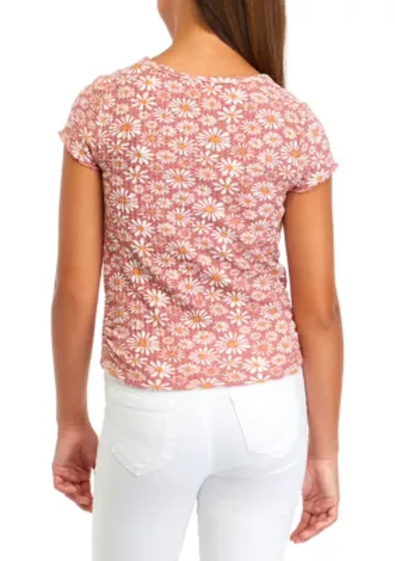 Girls 7-16 Brushed Waffle Short Sleeve Top