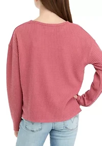 Girls 7-16 Relaxed Brushed Waffle Knit Top