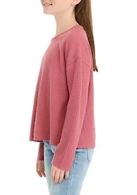 Girls 7-16 Relaxed Brushed Waffle Knit Top