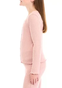 Girls 7-16 Button Front Brushed Rib Shirt
