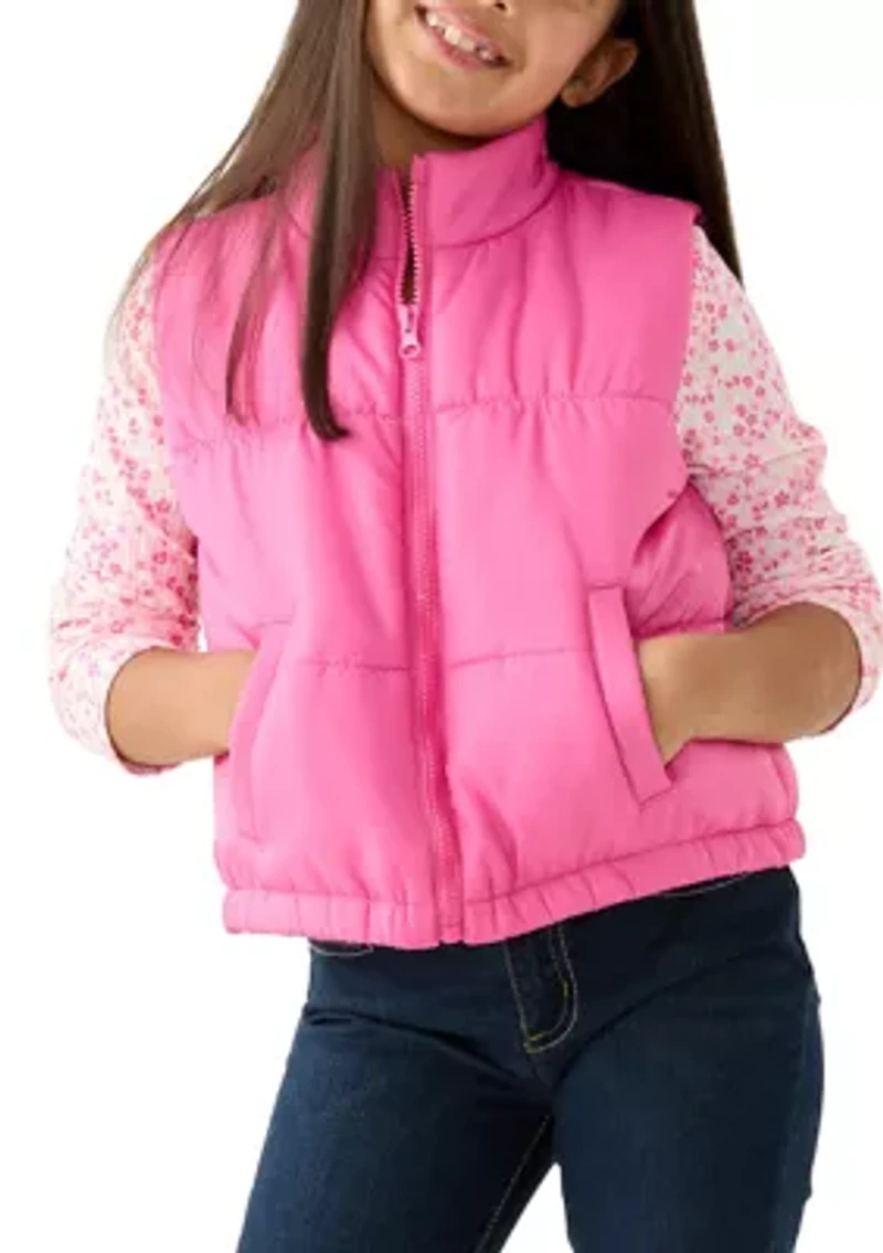 Girls 7-16 2Fer Solid Vest and Knit T-Shirt Set