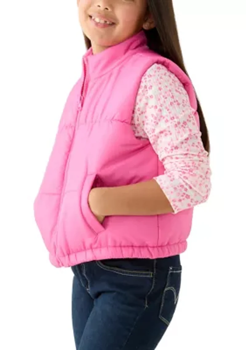 Girls 7-16 2Fer Solid Vest and Knit T-Shirt Set