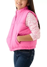 Girls 7-16 2Fer Solid Vest and Knit T-Shirt Set