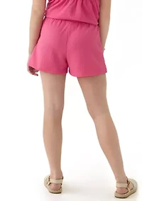 Girls 7-16 Crinkle Knit Shorts