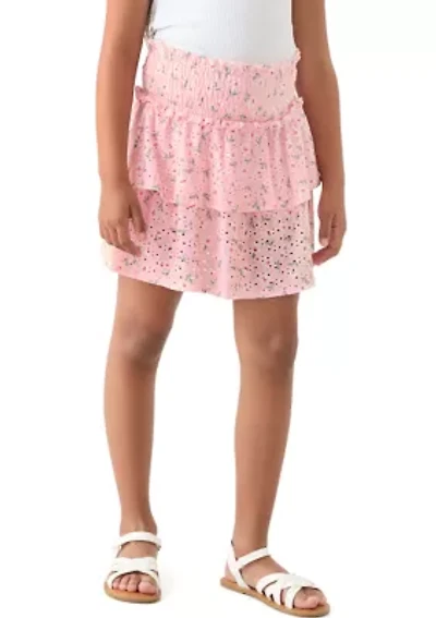 Girls 7-16 Crinkle Knit Printed Skirt