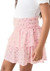 Girls 7-16 Crinkle Knit Printed Skirt